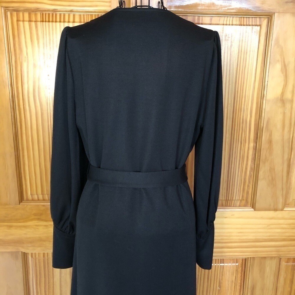 Vintage Kevin Stuart Petites Tie Waist Dress Black Size Medium Petite