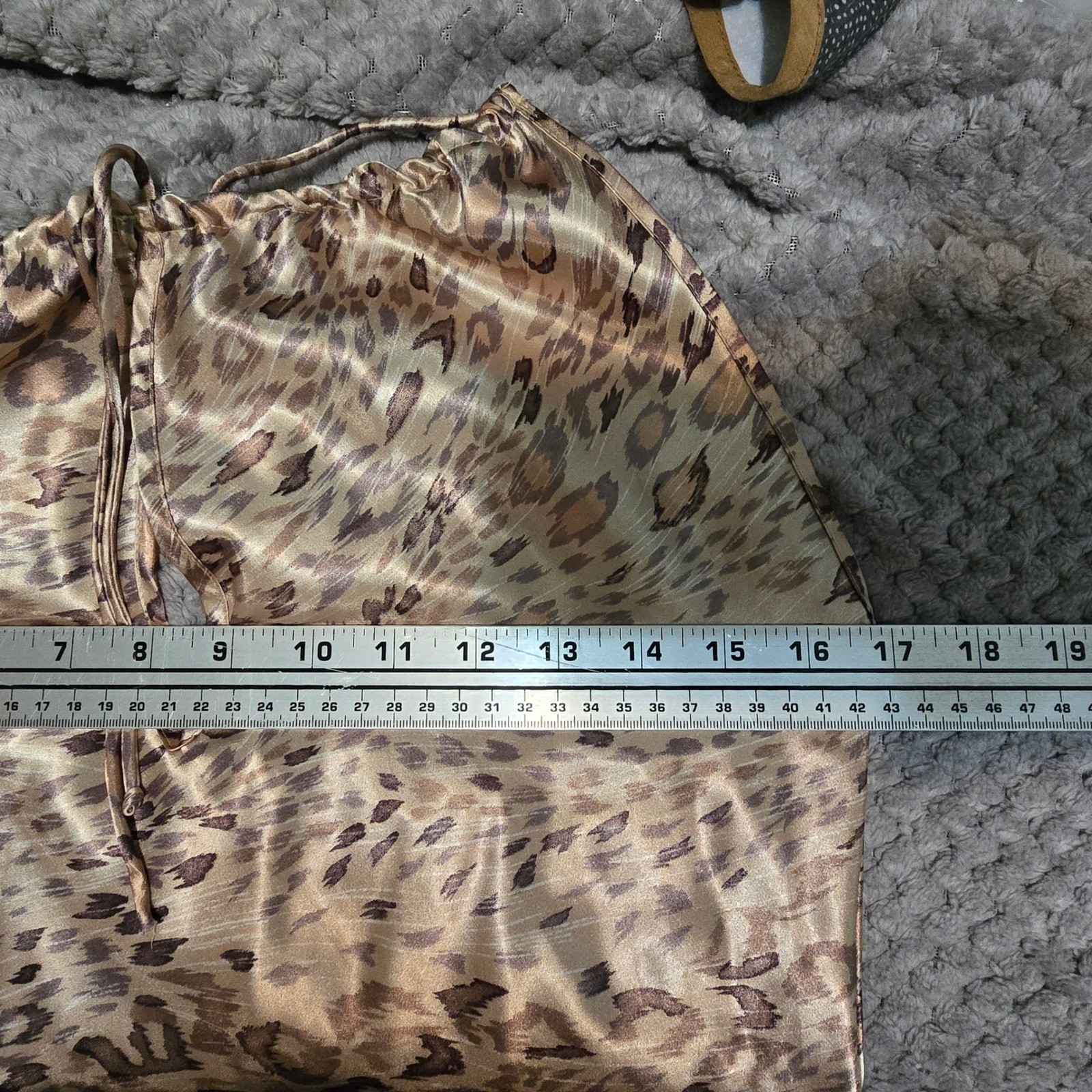 Vintage 90s Delicates Satin Leopard Print Maxi Slip Dress High Neck Side Slits