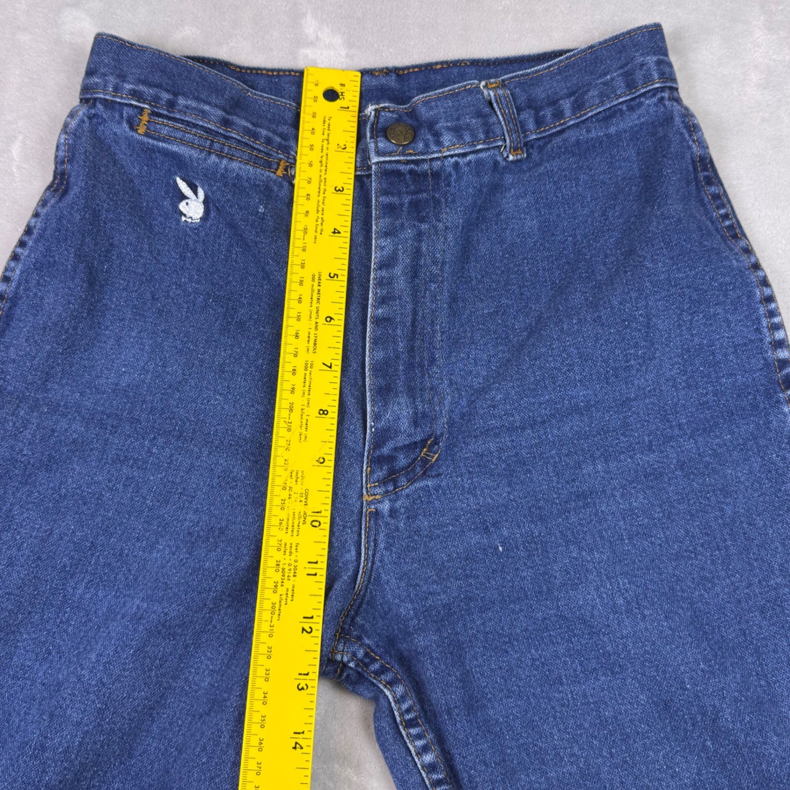 Vintage Playmate Playboy High Waisted Mom Jeans Medium Wash Blue Bunny Logo 26