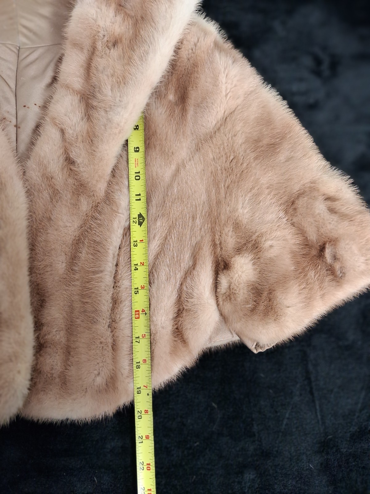 Vintage Custom Mink Fur Jacket Petite Small Shawl Collar Blonde Beige No Label