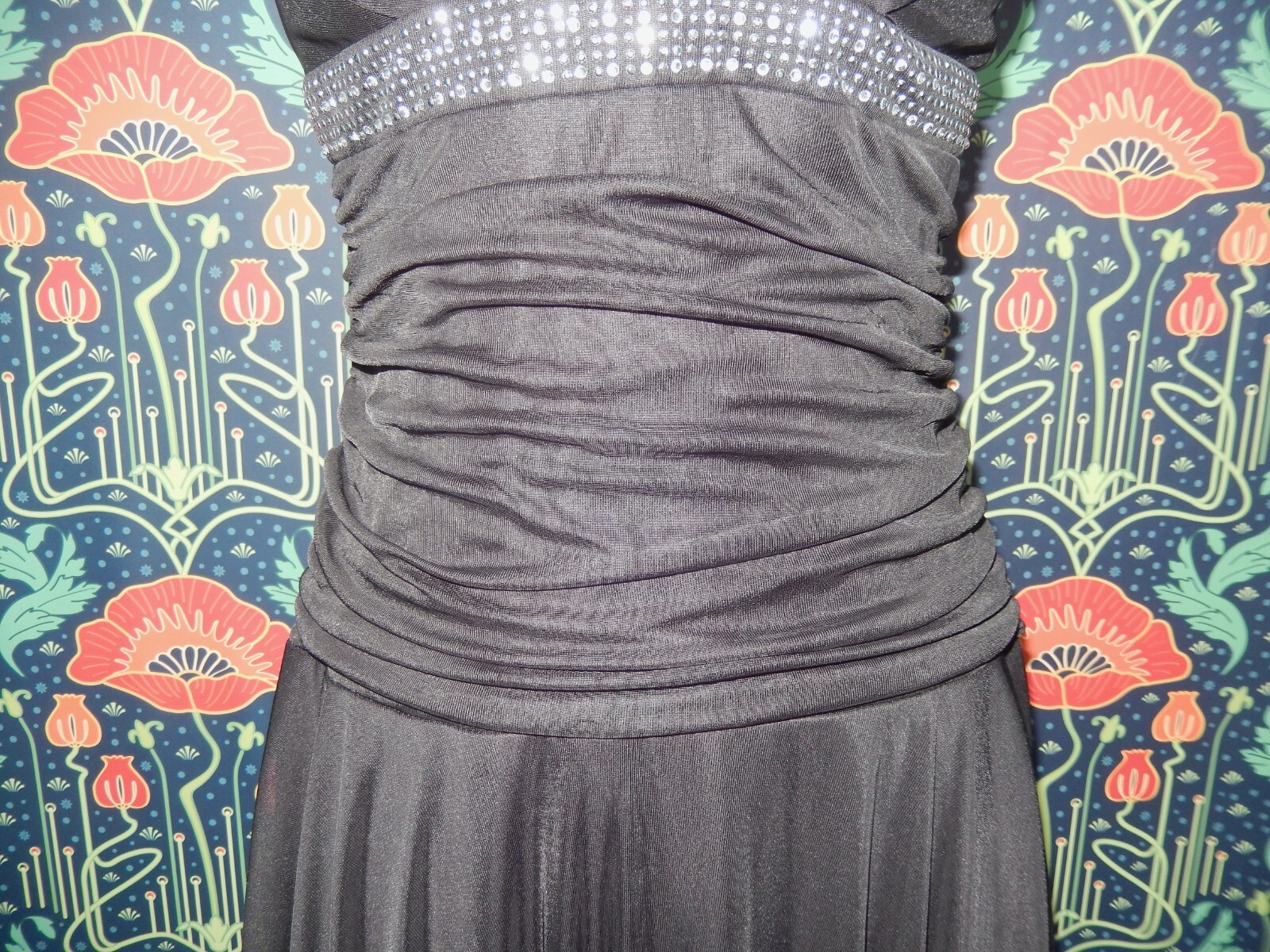 Vintage Y2K Black Whimsigoth Pointy Hem Halter Party Cocktail Dress Trixxi