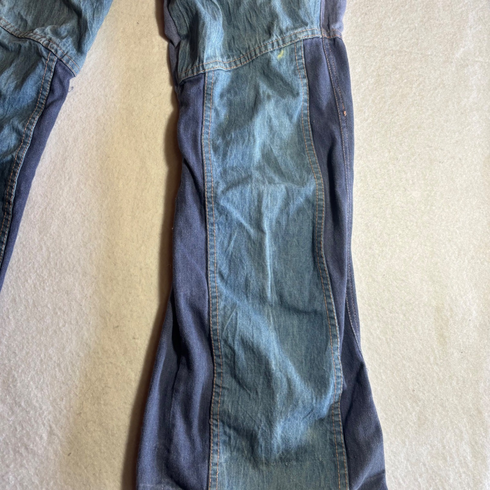 Vintage 1950s Patchwork Jeans Bell Bottom Flare Denim 100% Cotton Size 12