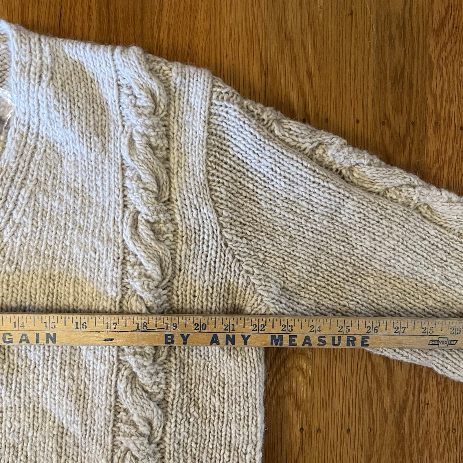 Vintage NWT Laura Ashley Wool Sweater Cardigan Oatmeal Cable Knit Sz Medium