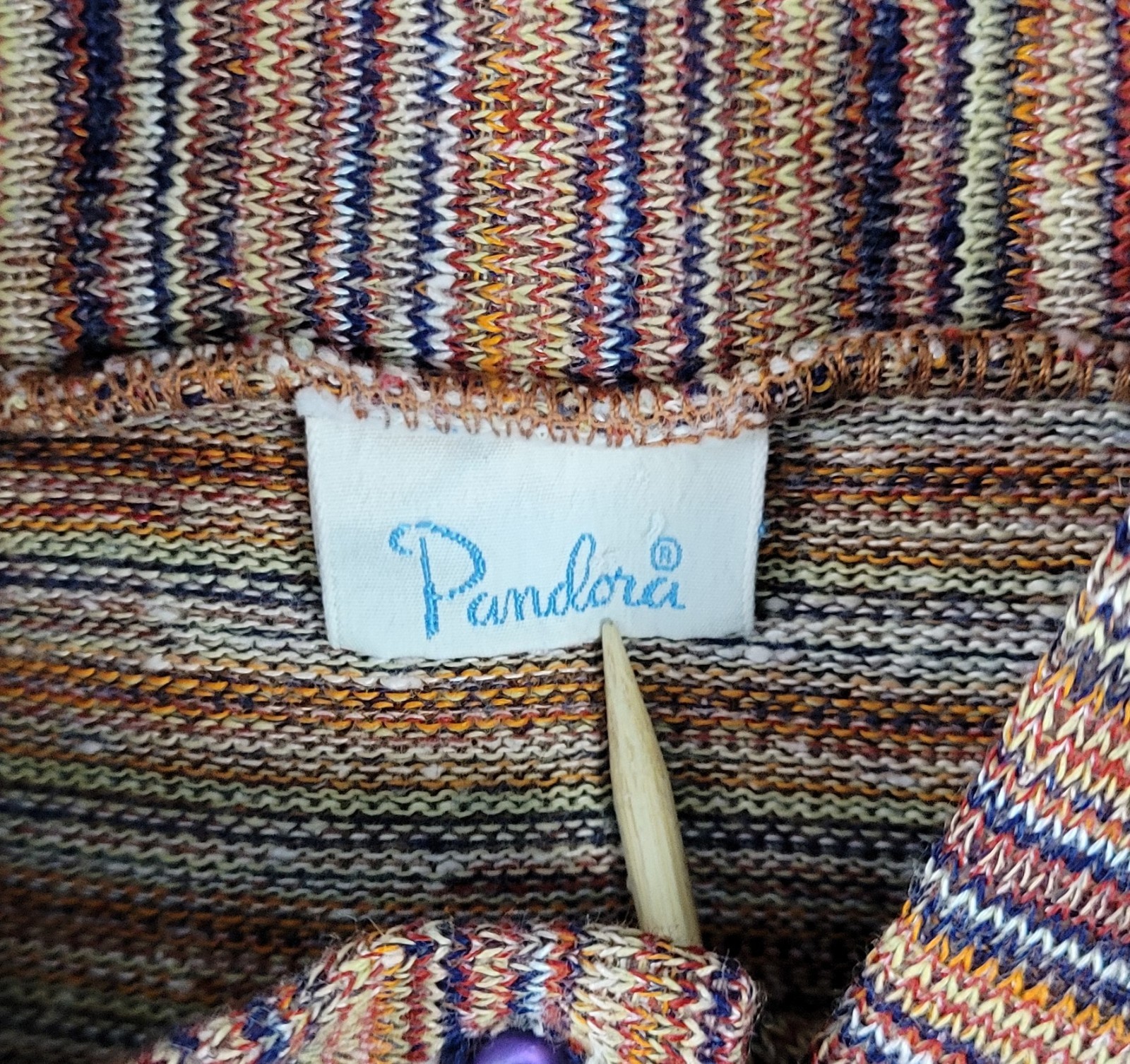 Vintage Pandora Button Down Top in Coordinating Brown/Tan/Purple Prints Size M?