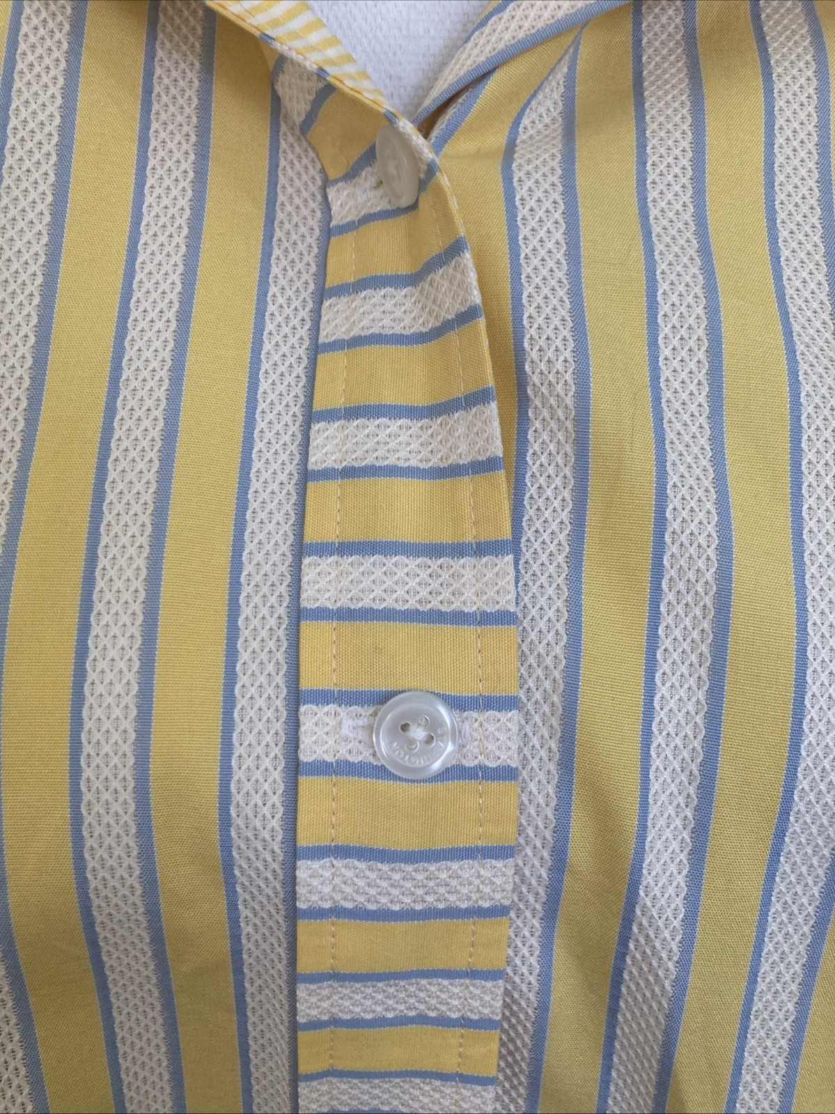 Vintage 1990s Handmade Striped Button Down Women Shirt Textured Dobby S/M Spring