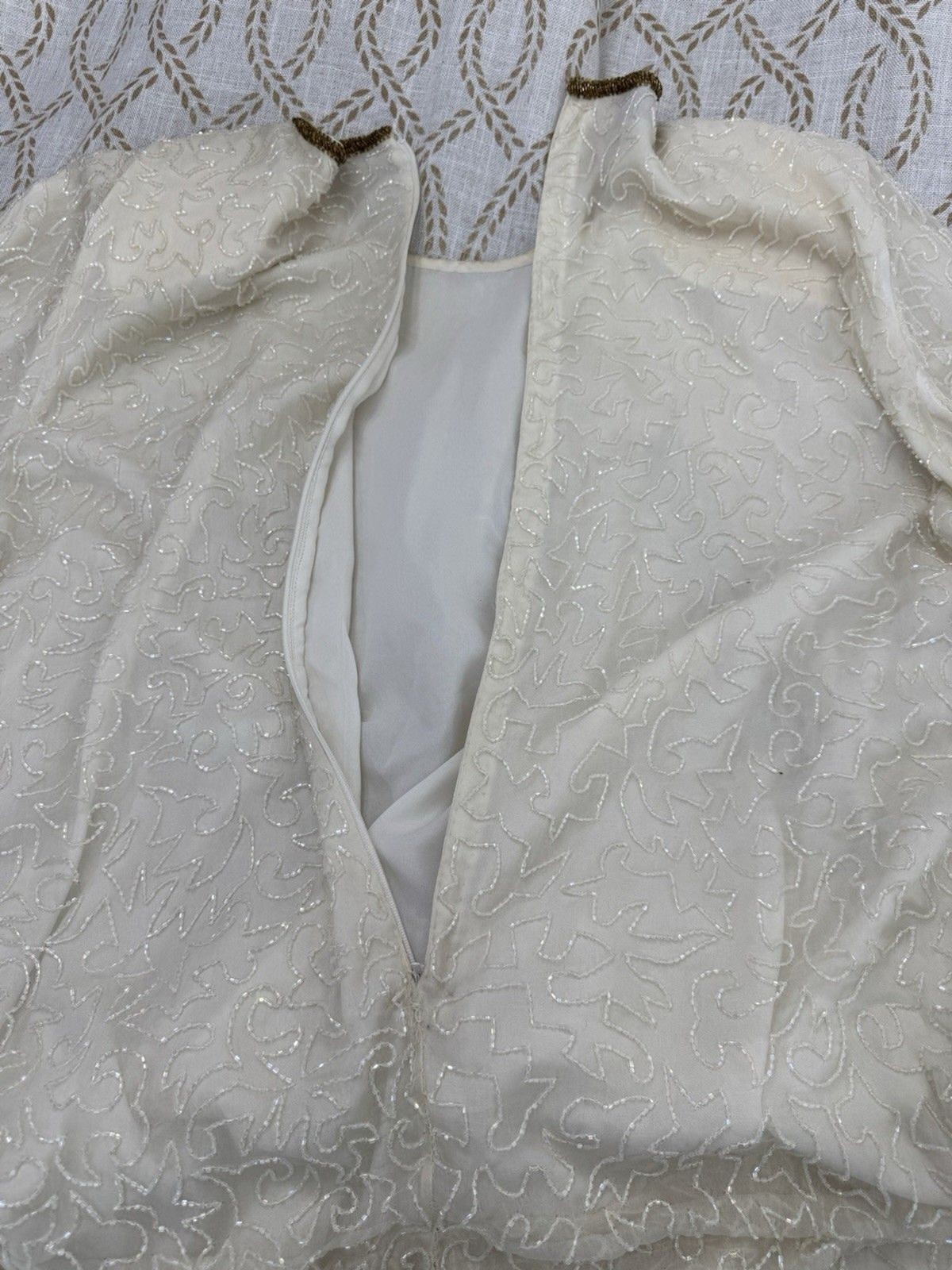 Laurence Kazar Wedding Ivory Gold Sequin Beaded Lace Blazer Jacket 2XL