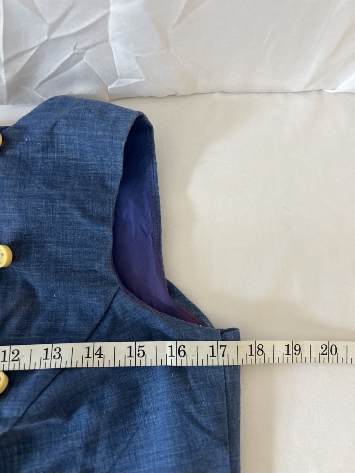 Vintage 1960 St. Roque Chambray Button Up Drop Waist Mini Shift Dress Size-S