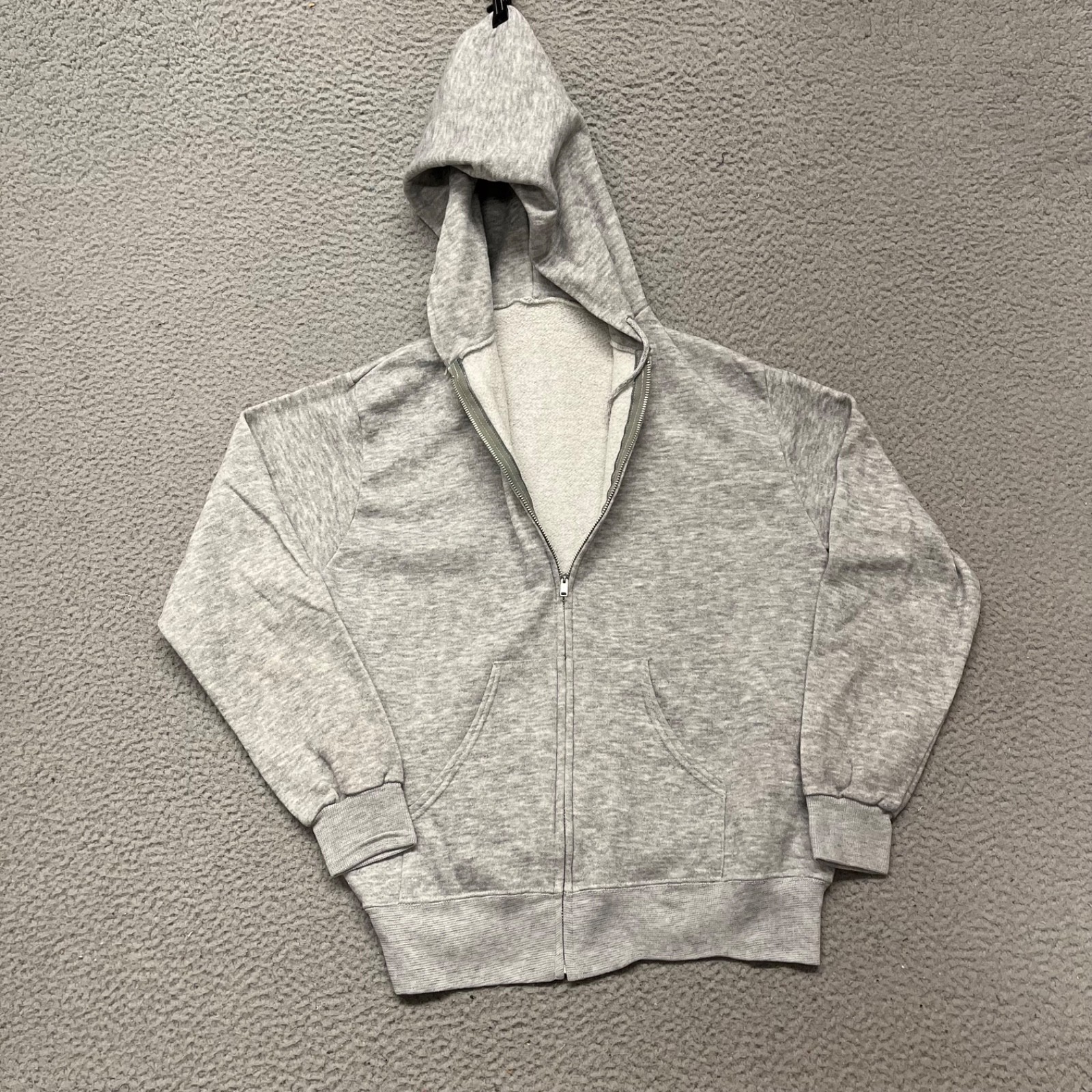 Vtg 90&rsquo;s Hoodie Adult M Gray Heather Full Zip Lightweight Streetwear Comfort