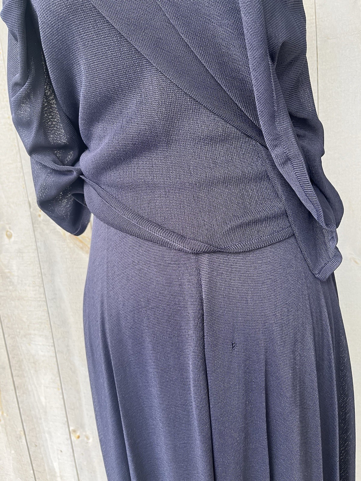 Vintage 80s Marina Spadafora 2 Pc Set Skirt Sleeveless Blouse Choker Neck Blue M
