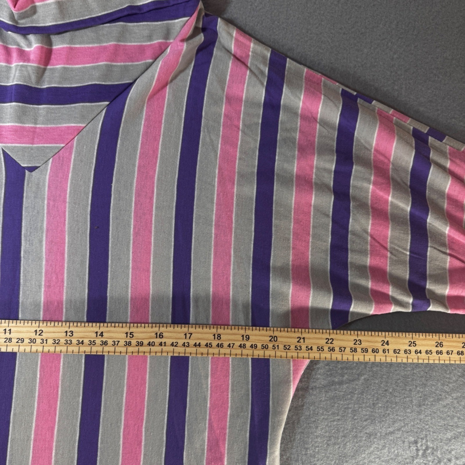 Vintage Ermane Pink Purple Grey Striped Dolman Sleeve Blouse Made in USA L