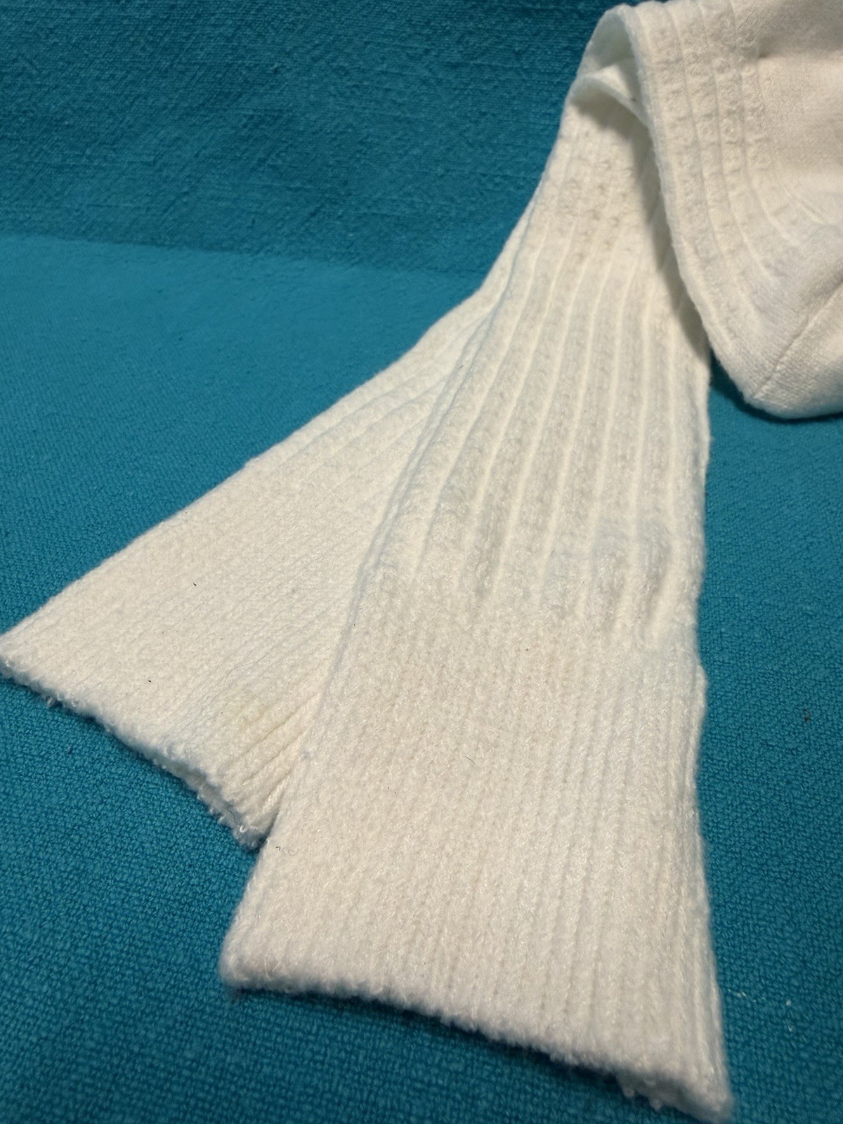 VTG Socks Hosiery 80&rsquo;s Cable Knit NOS 9-11 White USA Stocking School Girl 21&Prime;.