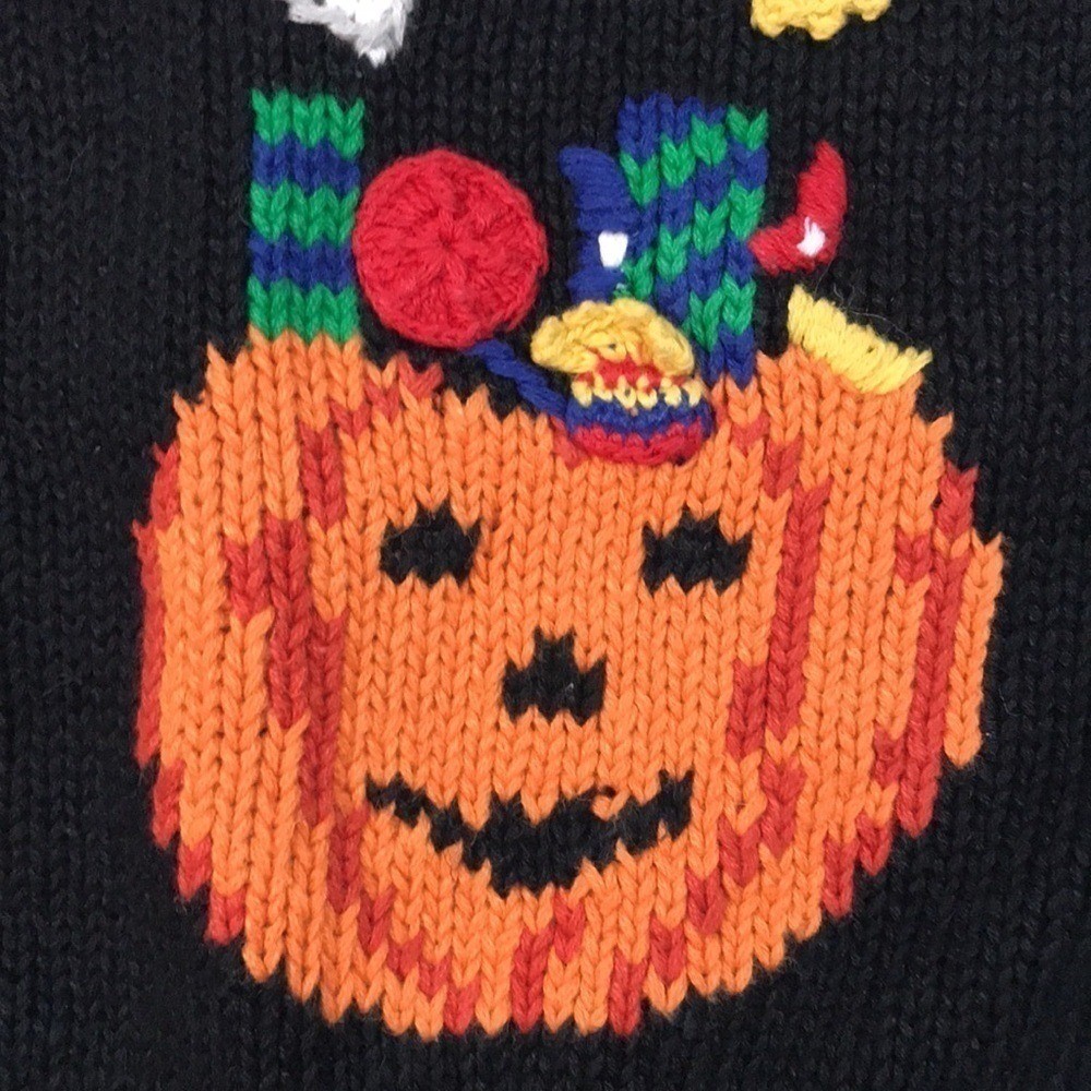 Jennifer Moore Halloween Knitted by Hand Vintage Embroidered Sweater Vest