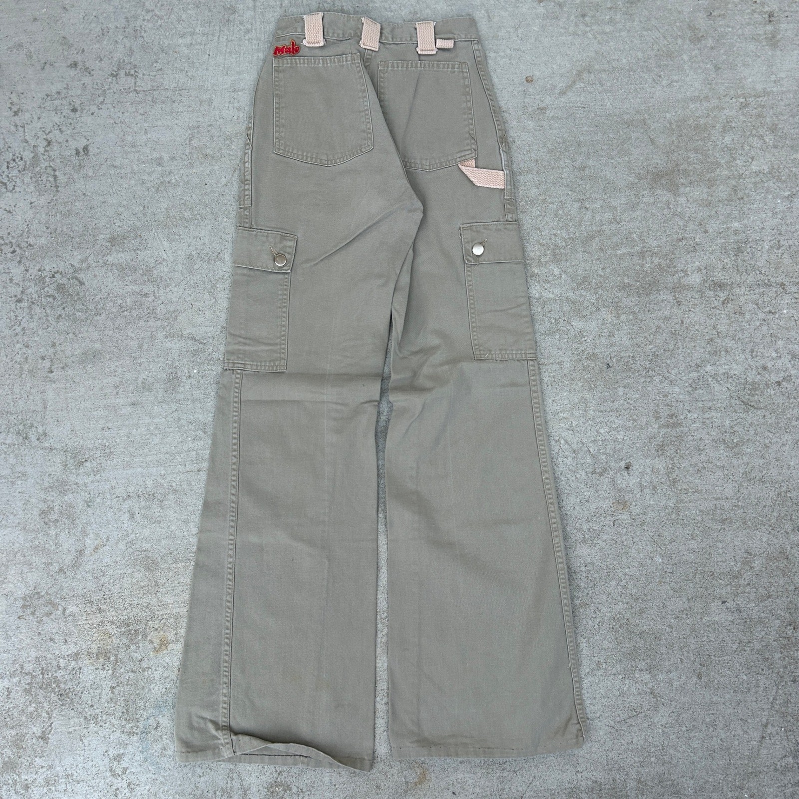Vintage 70s Cargo Pants Military Canvas Flare Wide Leg Talon Zip True Vintage
