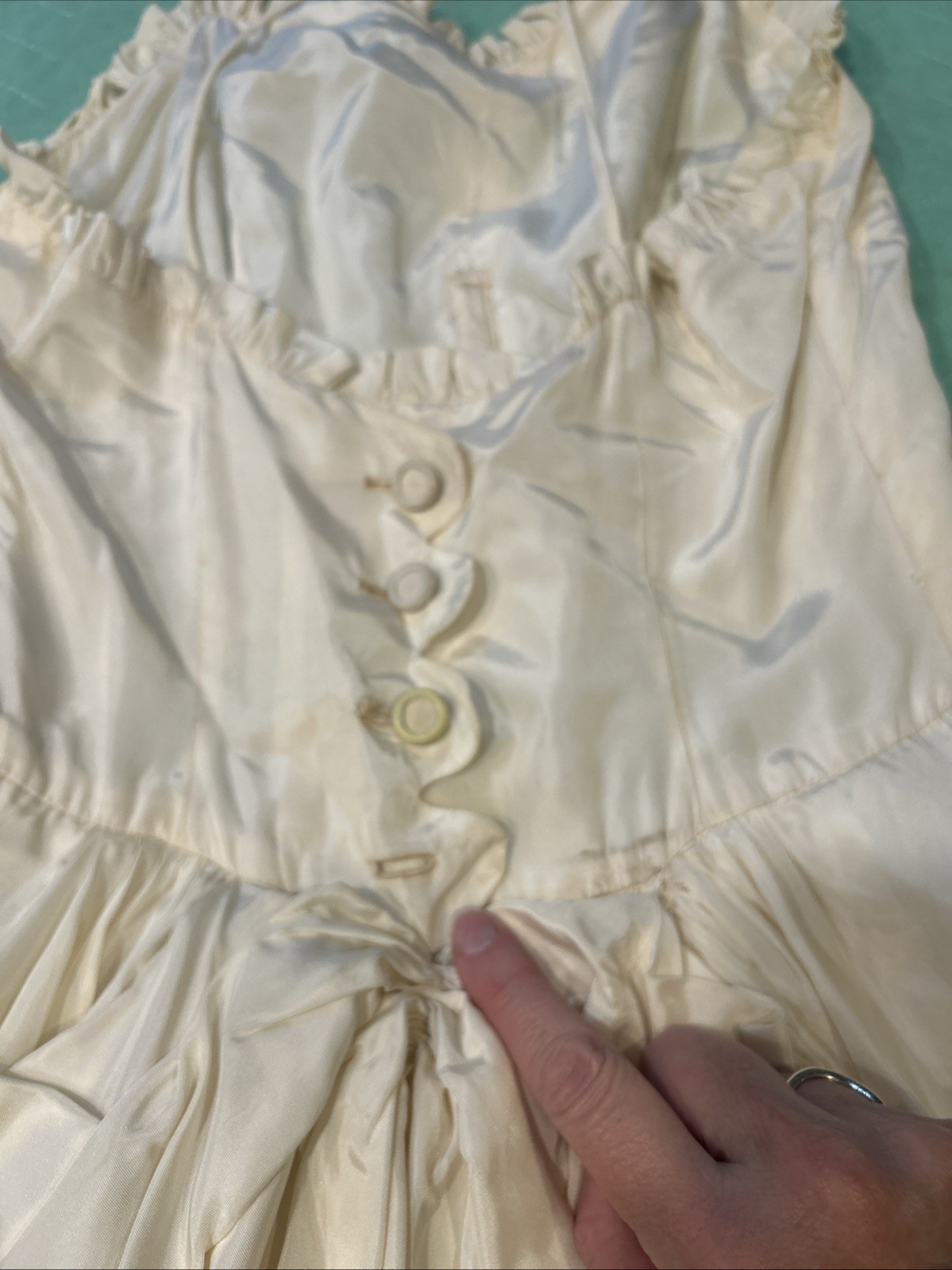 Vintage Ivory Spaghetti Strap Saloon Style Dress Size Small
