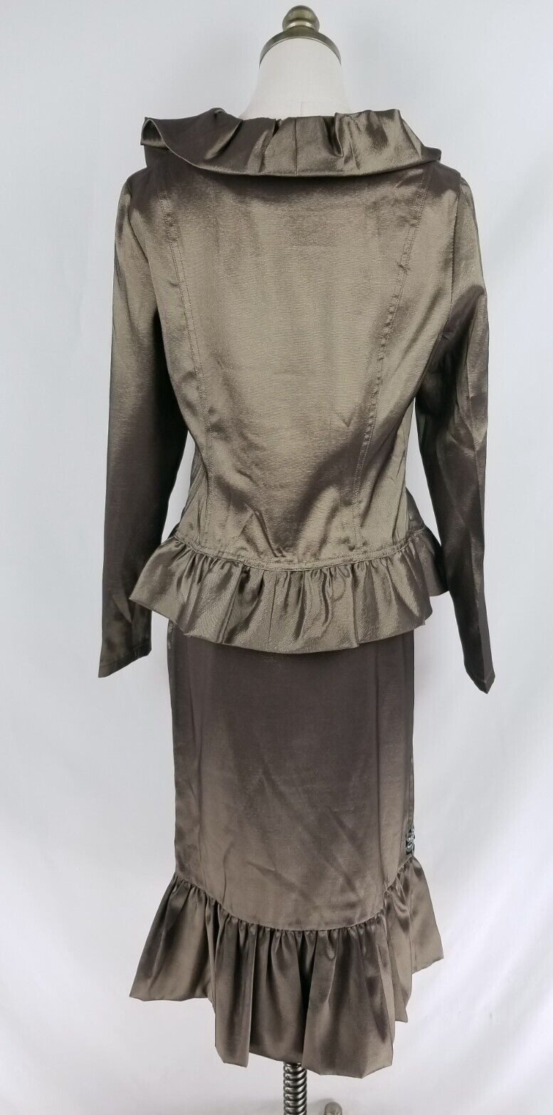 NWT Vtg Rossi Roma Italy Women Size S Silk Blend Skirt Long Sleeve Jacket Bronze