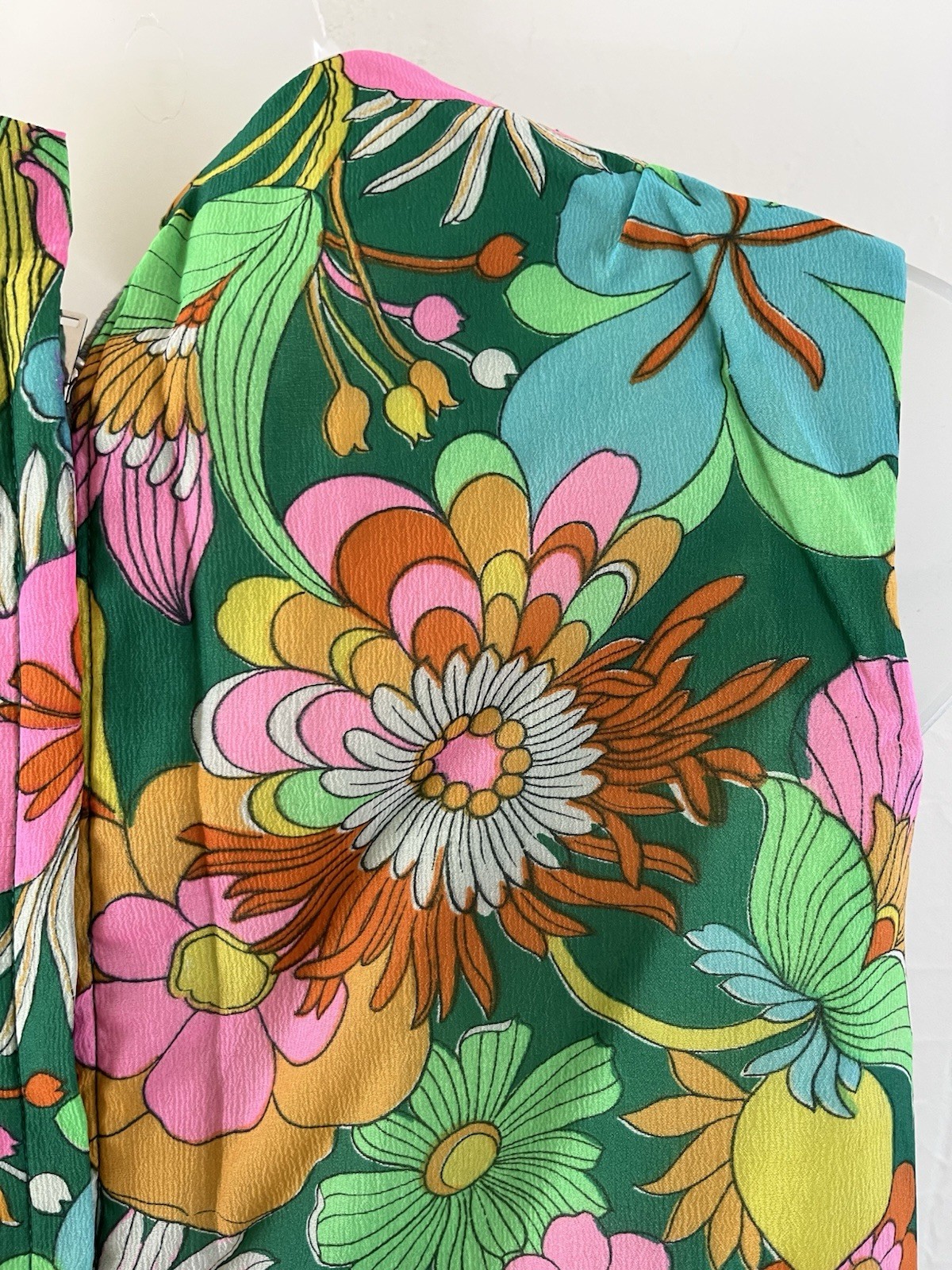 Vtg 1960s Mod Psychedelic Floral Flower Power Sheath Maxi Dress Talon Zip Small