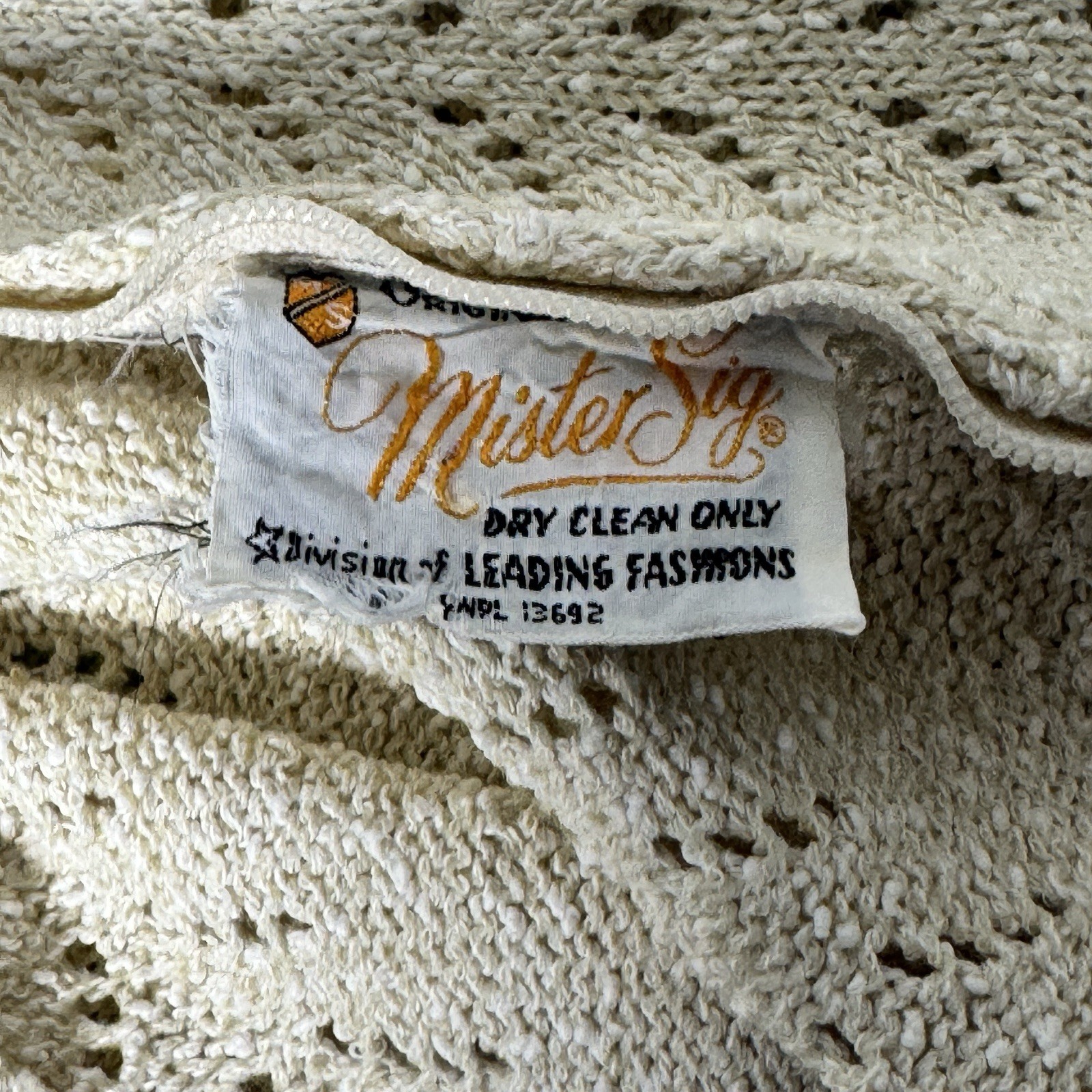 Vintage 1960s Mister Sig Knit Top Skirt Set Cream Lime Green ILGWU Small