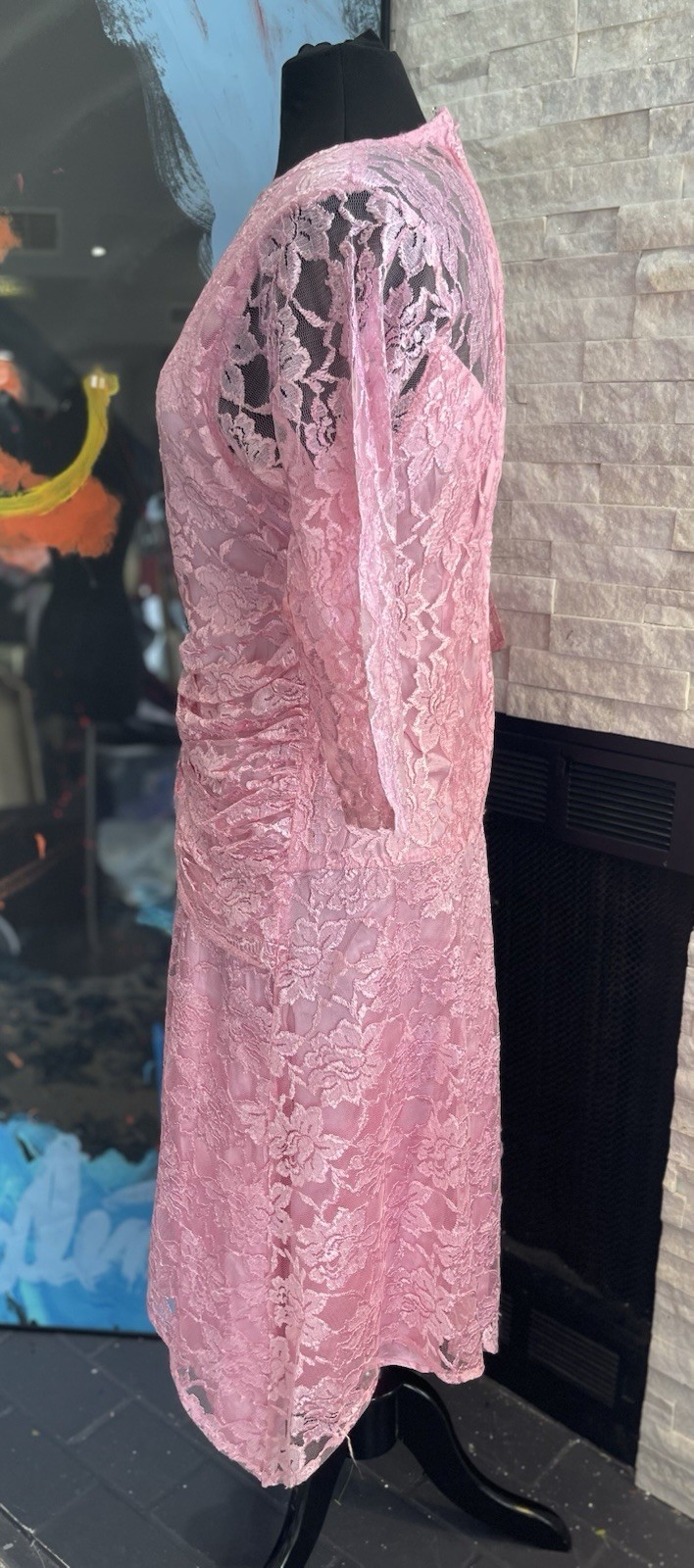 Vintage Pink Lace 1980s Special Occasion Prom Handmade