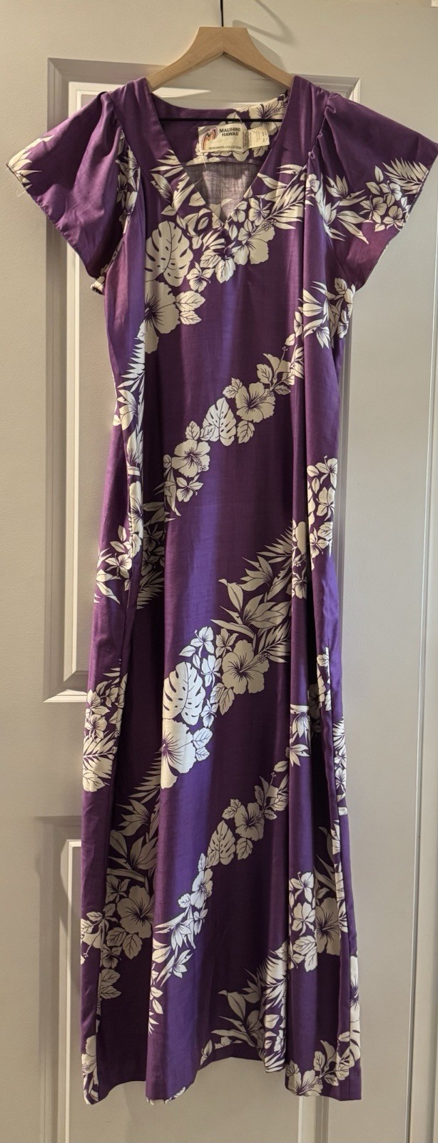 Malihini Hawaii Purple Floral Hawaiian Maxi Dress Made in Hawaii Size L Resort