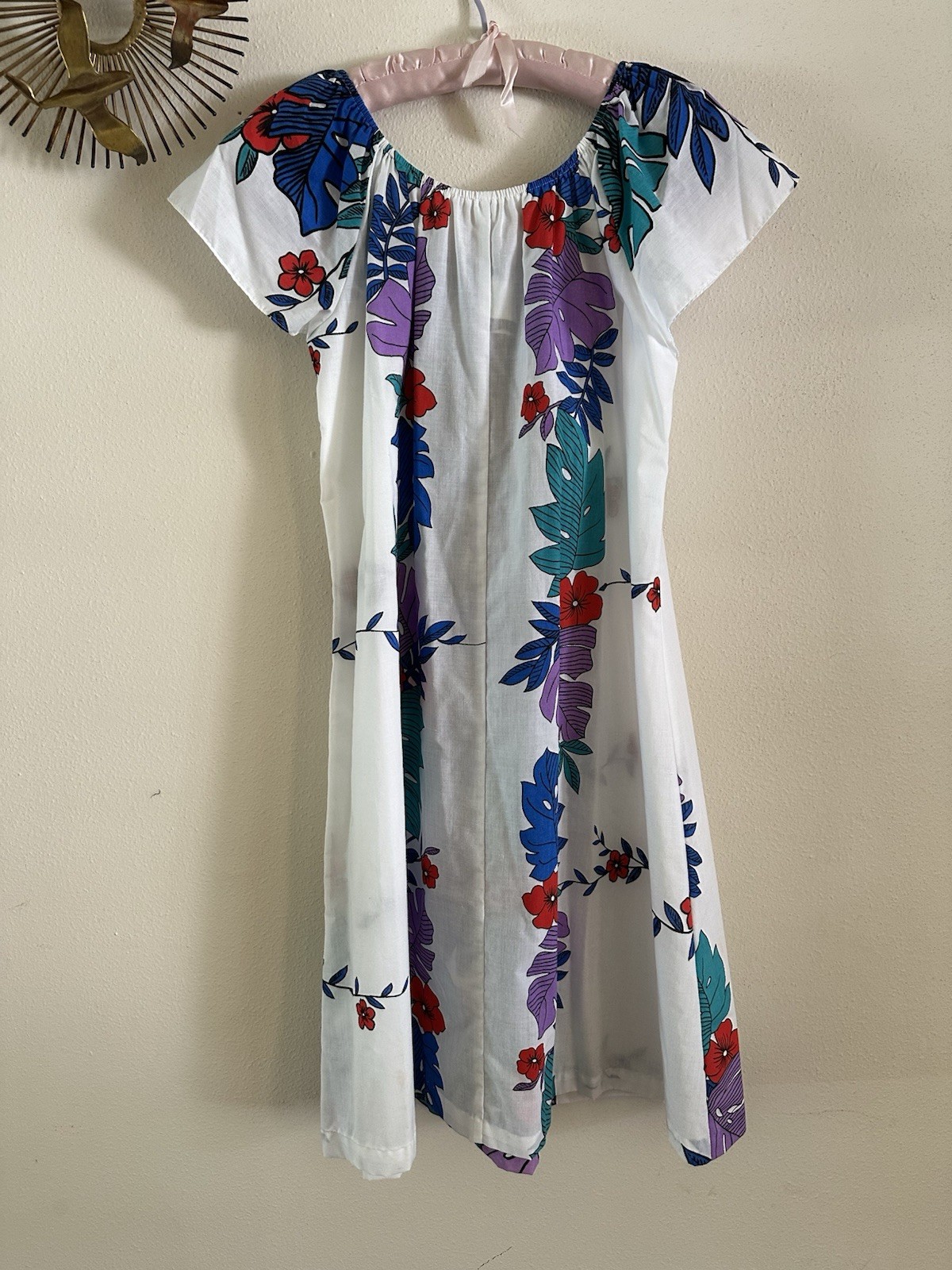 1980s Hilo Hattie Hawaiian Dress Monstera Floral Mumu Tropical Resort L 90s VTG