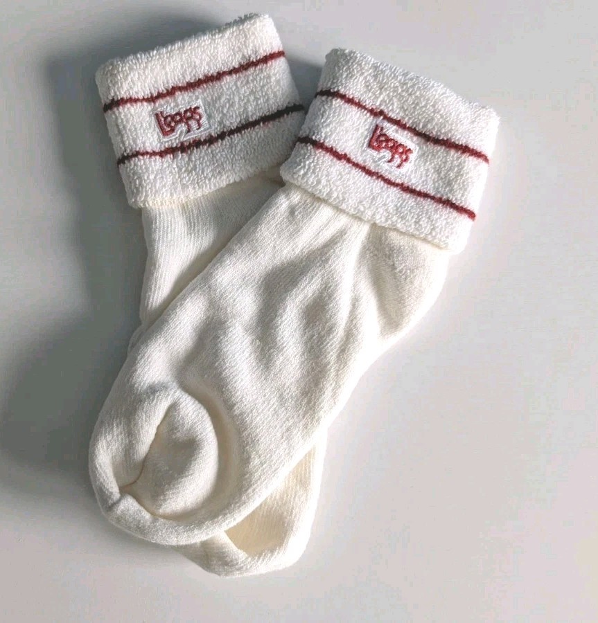 NOS 80s Women&rsquo;s LEGG&rsquo;S Roll Down Terry Cloth Socks Low Cut Vintage Deadstock HTF