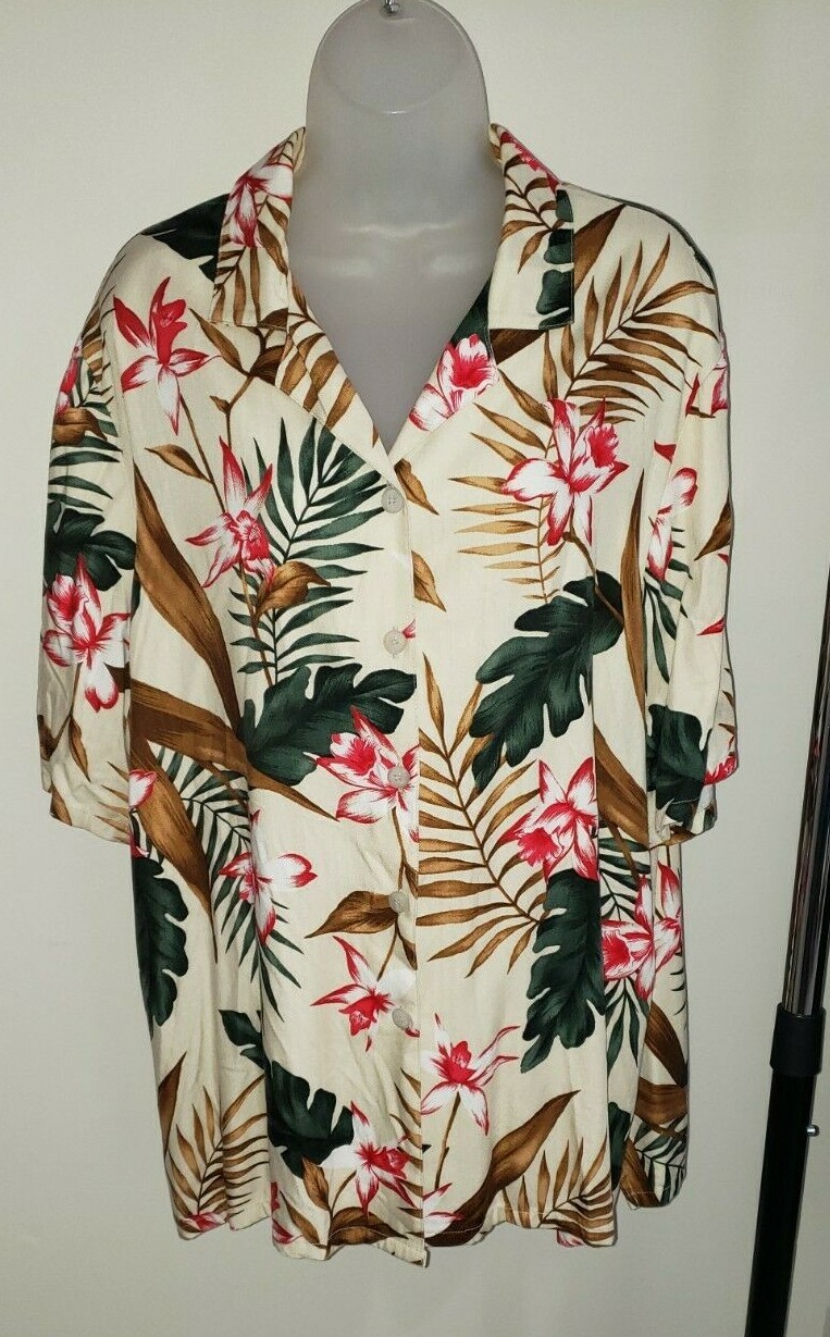 VINTAGE BONWORTH HAWAIIAN TROPICAL SHIRT WOMENS SIZE XL 100% RAYON