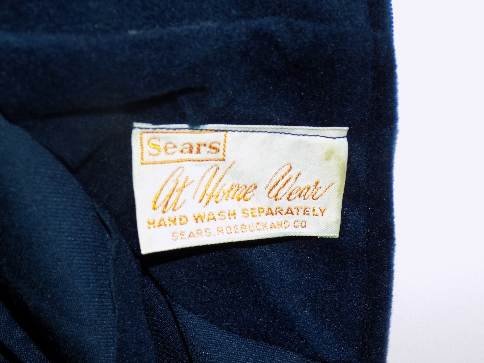 Vintage Blue Velour Embroidered Zip Back Robe Sears At Home Wear B42