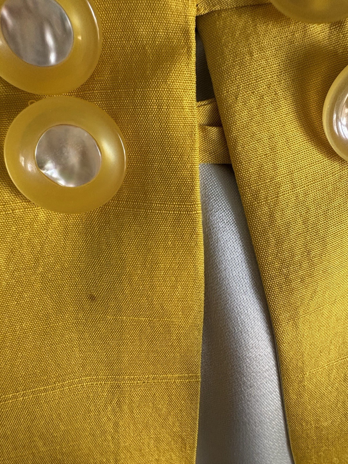 Vintage Bright Yellow Silk? Capelet Jacket with Pearl Buttons
