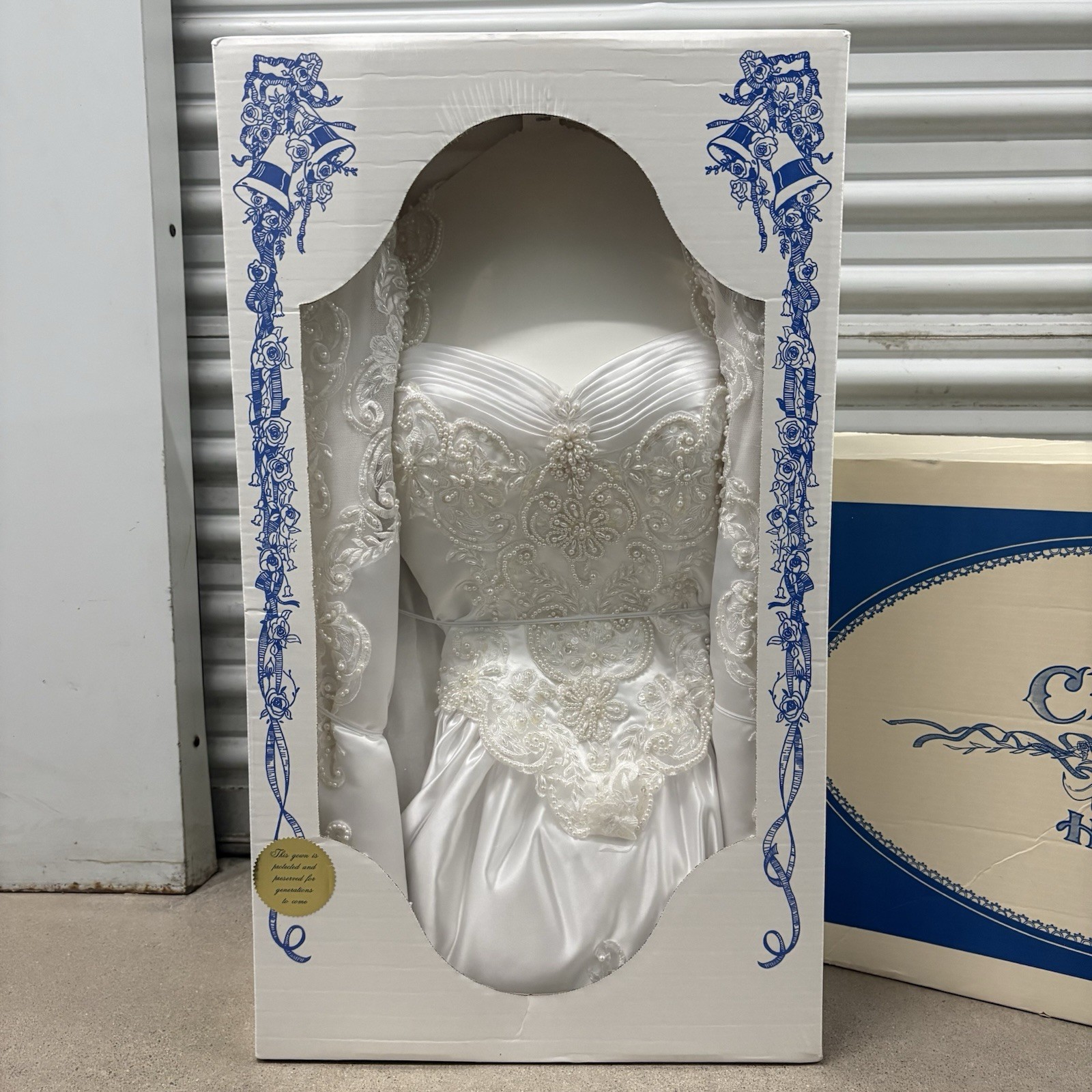 Vintage 1990s Bridal Wedding Dress Gown Victorian Style New with Original Box