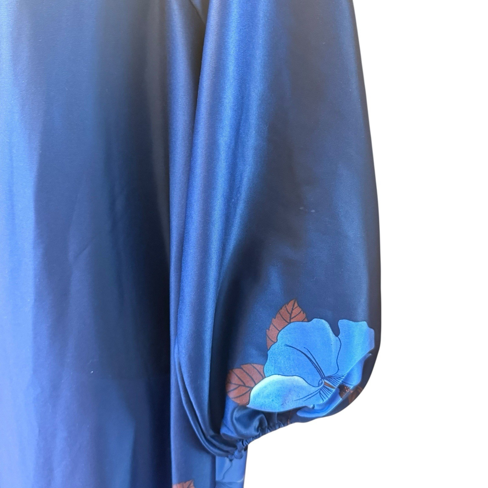 Vtg Sears At Home Wear Caftan House Dress M Mumu Muumu Blue Floral Maxi Lounger