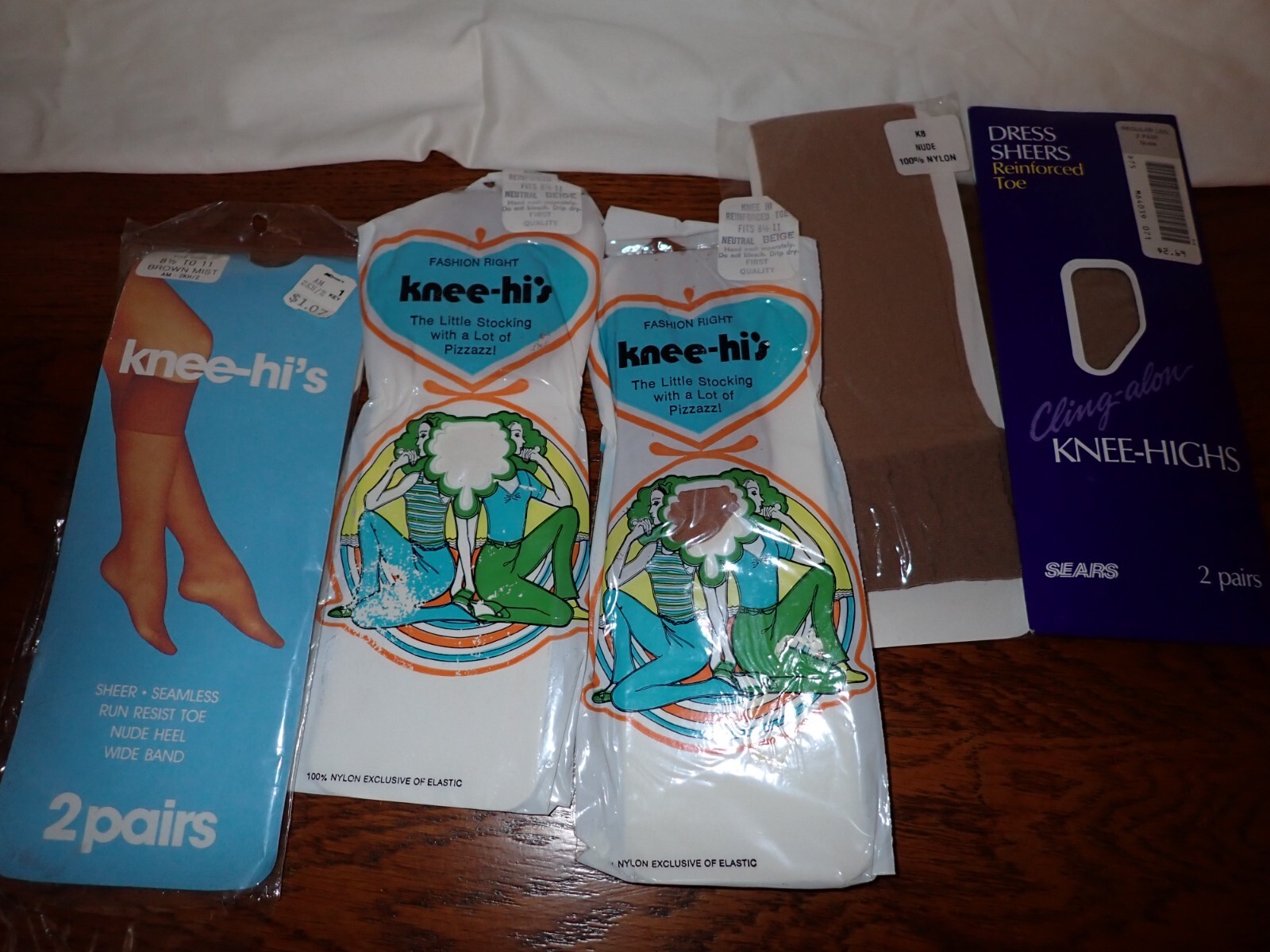 Vintage Knee High Stockings Hose 7 Pair Sized 8.5-11 Mixed Color KMart Sears