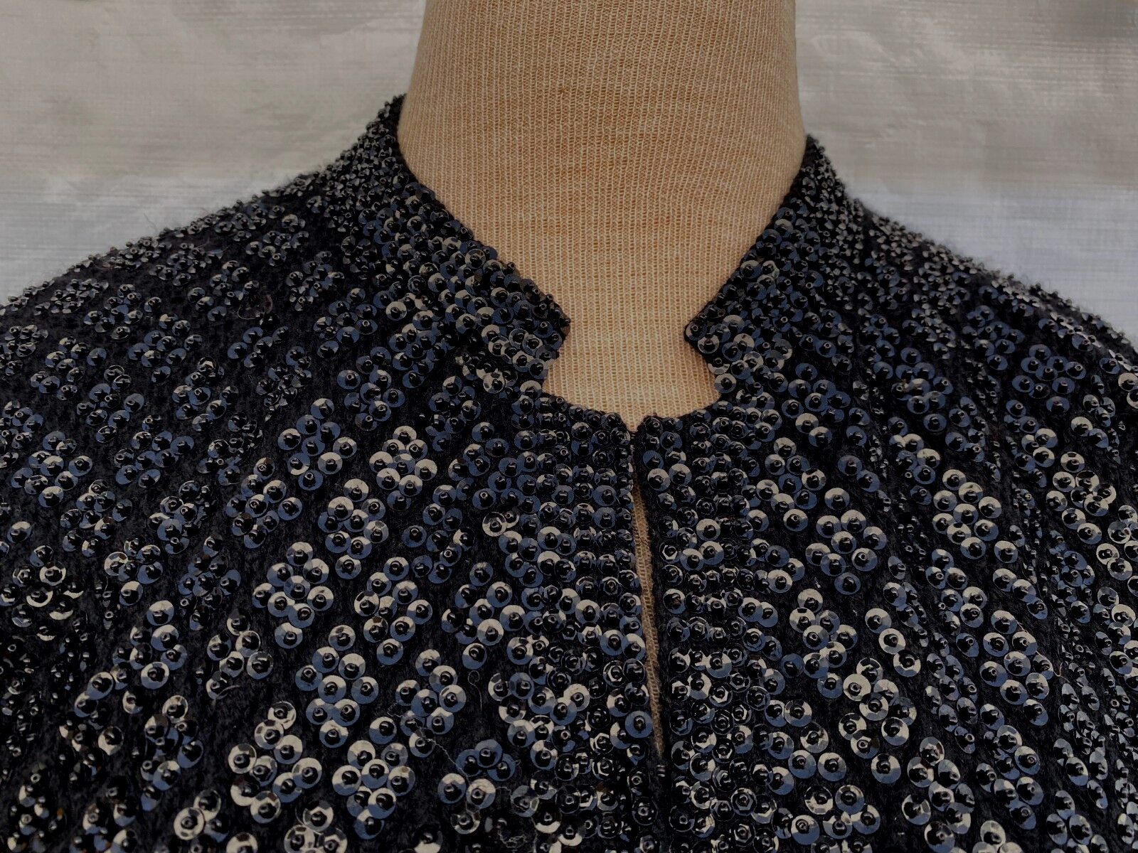 VTG 40s 50s 60s..ROCKABILLY..CROPPED..SEQUIN..BLACK..CARDIGAN..SWEATER..sz S