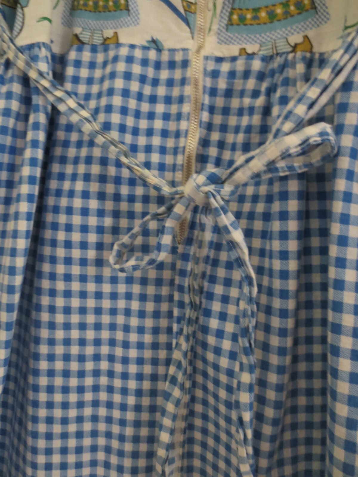 Vtg Handmade Bue & White Gingham Dutch Girl Wood shoes Dress Sz M