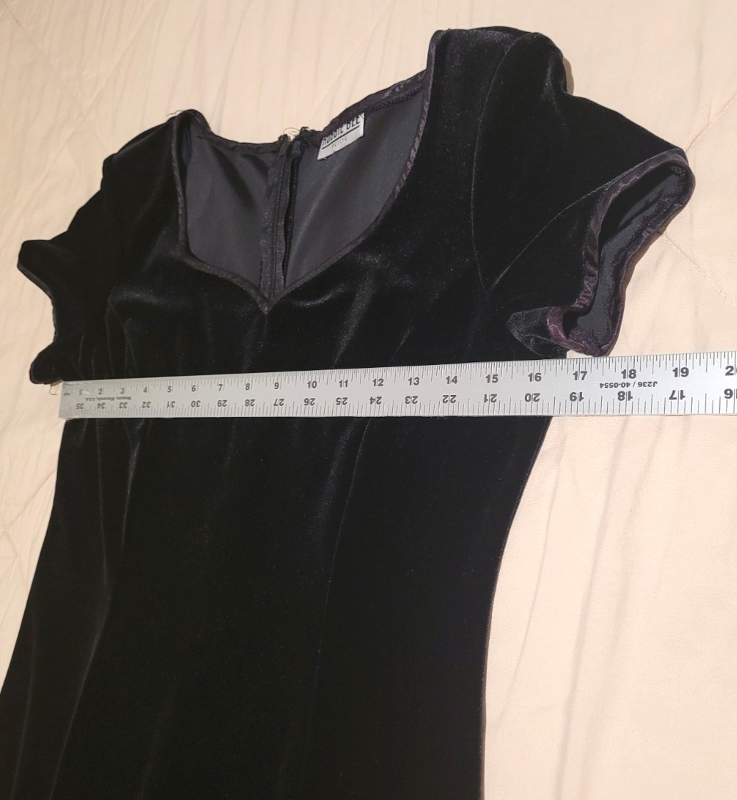 VTG 90s Robbie Bee Black Velvet Dress Cocktail Goth Whimsigoth Holiday Sz PS