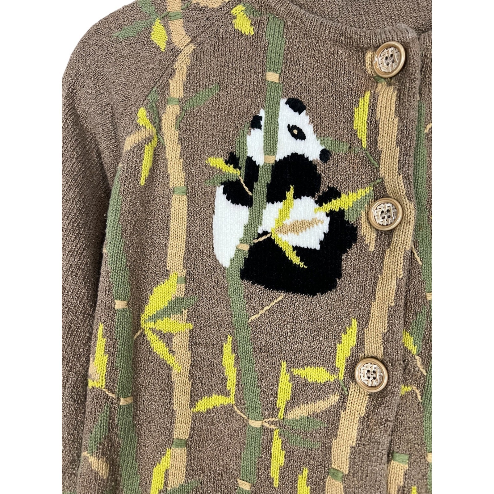 Bellepointe Vintage Panda & Bamboo Design Knit Cardigan – Size Small