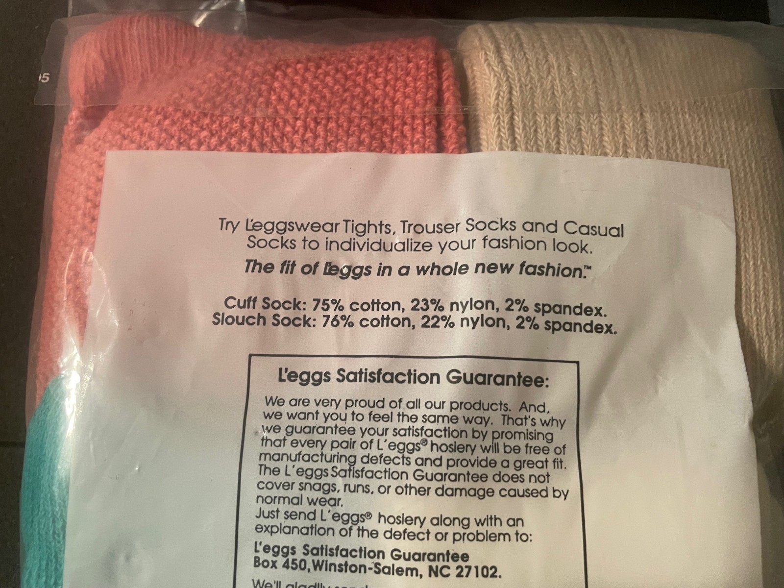 Vtg Leggs Wear Basic Socks 2 Cuffed & 2 Crew Socks One Size 4 Pair (USA)