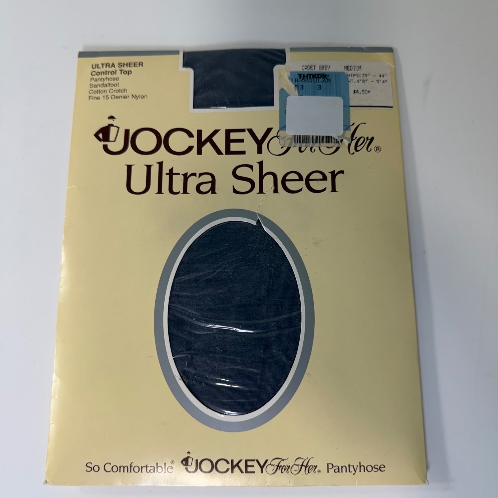Vintage Jockey For Her Ultra Sheer Pantyhose Cadet Grey Control Top Size Medium