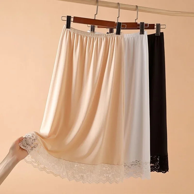 3 Lengths Basic Underskirt Modal Female Half Length Skirt Lace Slip Innerwear.