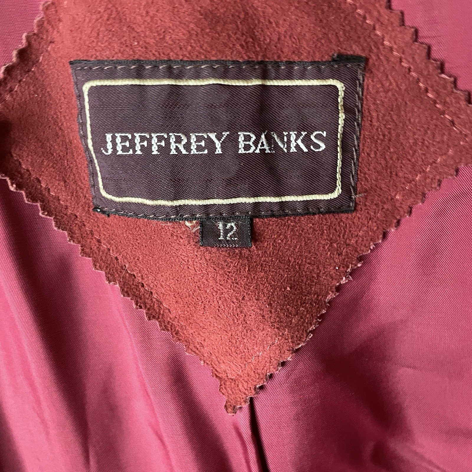 VTG Jeffrey Bank Raspberry Red Suede Moto Bomber Blouson Jacket Pleats Sz 10