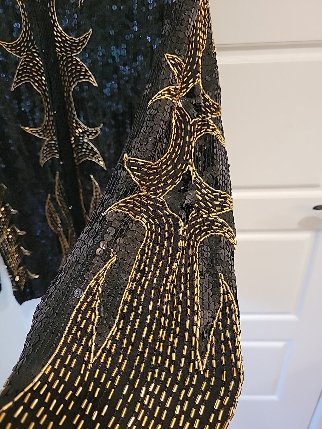 NWT silk VTG Creative Creations Beaded Sequin Deco Glamour Shirt Jacket Gold
