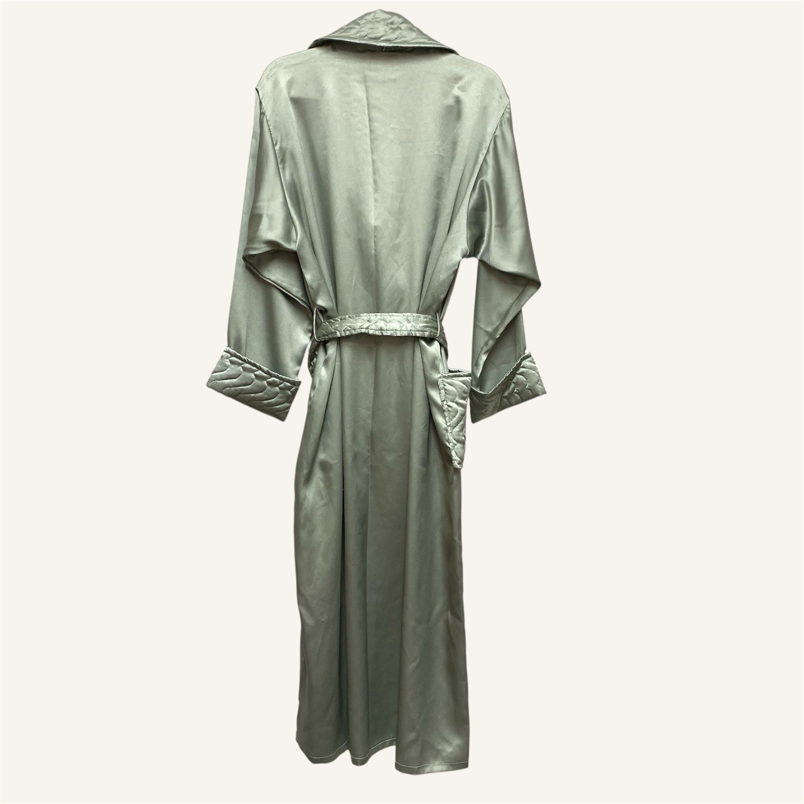 Valentino Intimo Full Length Satin Robe Sz Medium Sage Green Vintage Belted NWT