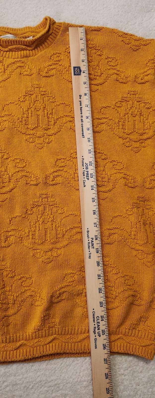 Vtg United States Sweaters 100% Cotton Knit Pullover Large Yellow Gold Chunky OS