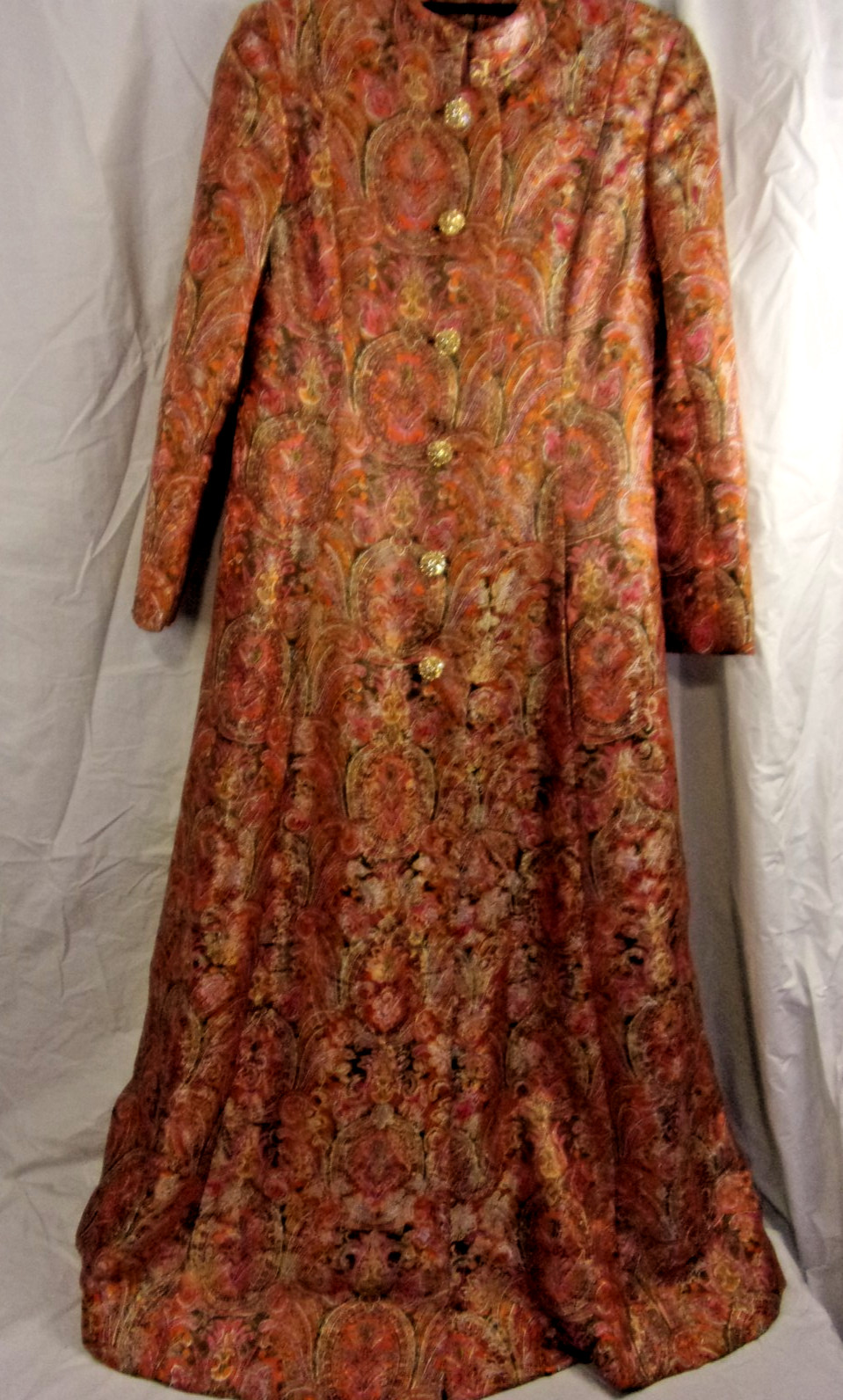 Vintage Ladies Pink & Gold Metallic Brocade Evening Coat 1960s 10 FABULOUS