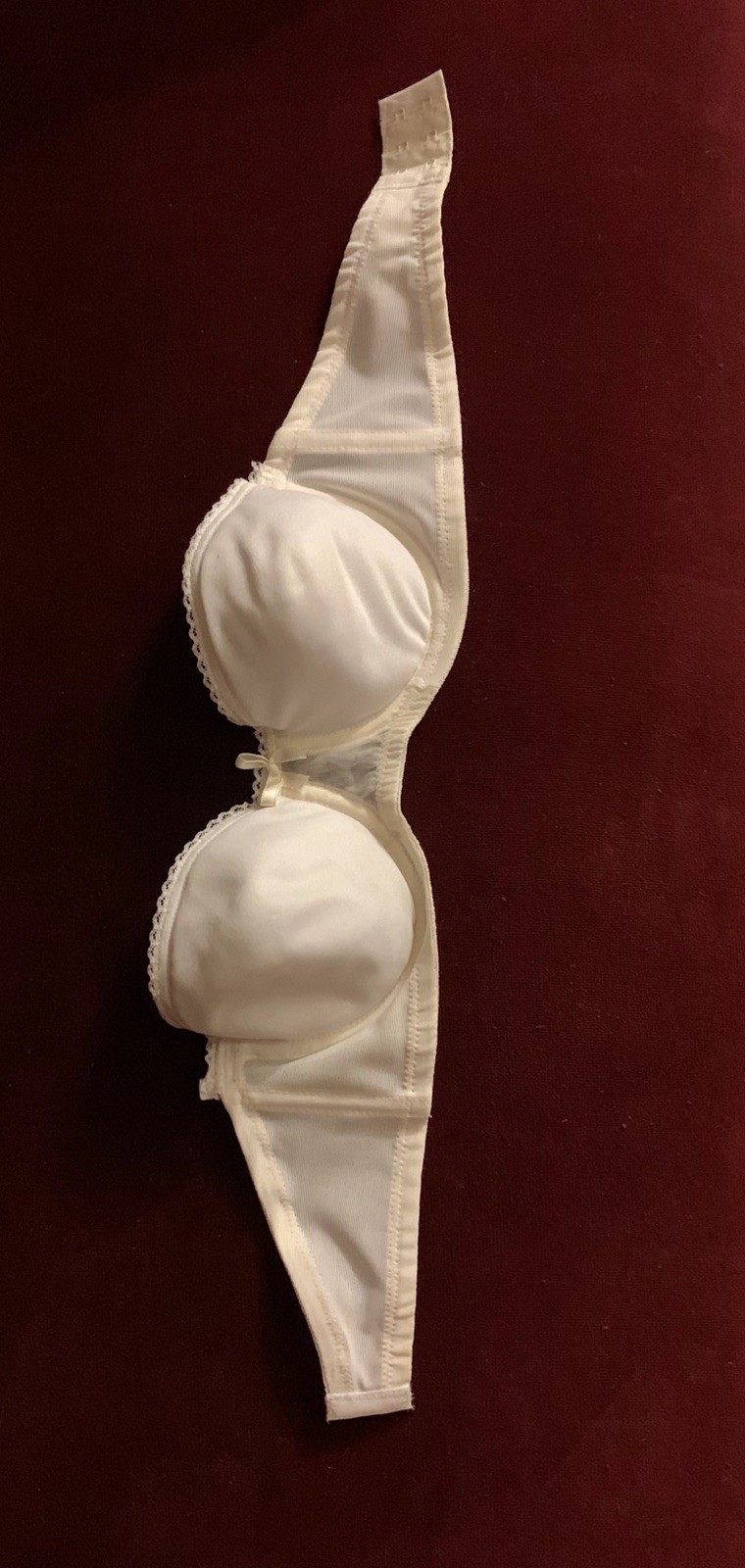 Vintage Strapless Bra White Underwire Seamless Nylon Lycra Spandex 1970s NEW 32C