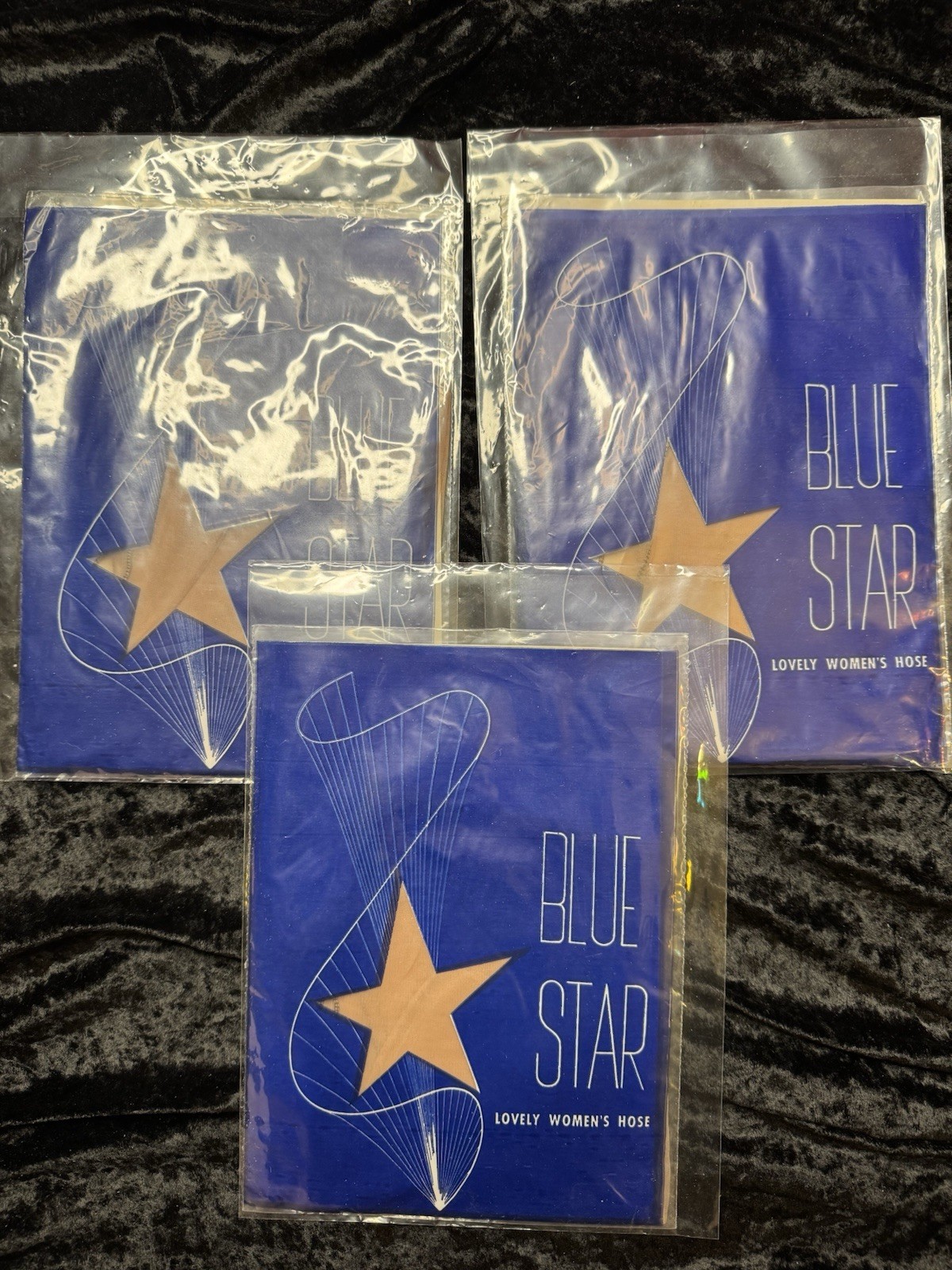 Vintage 1950s “Blue Star” Backseam Stockings 60 Gauge 15 Denier 3 Pairs Size 8.5