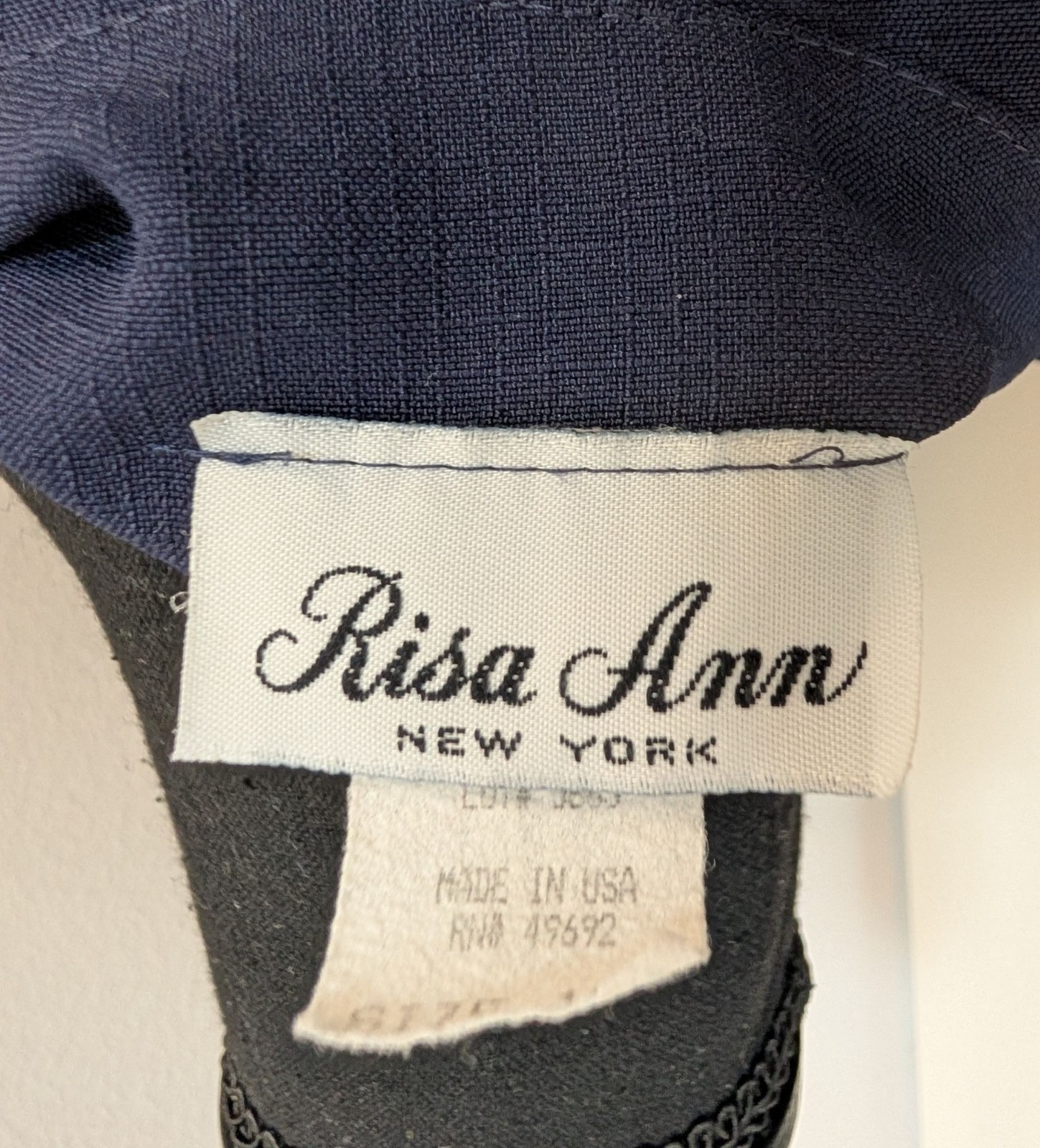 Vintage Risa Ann Navy Blue Dress With Gold Button Accents – 16W – Made In USA