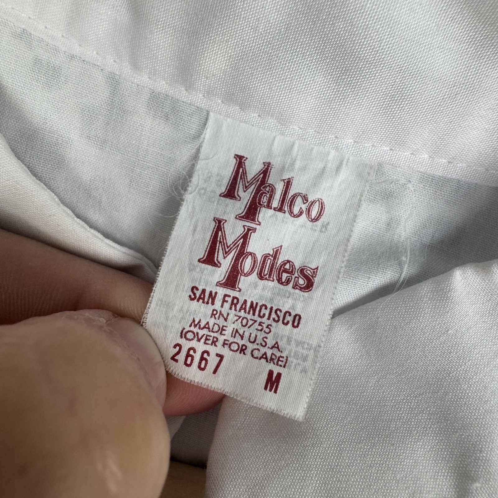Vintage Malco Modes Blouse Womens Medium White Lace Yoke Half Sleeve Western