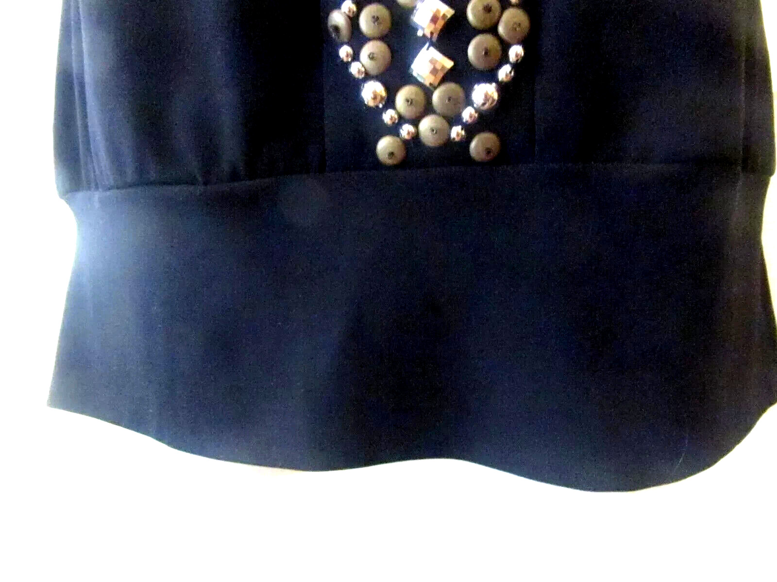 CACHE Y2K Black Bead & Studded Detail Shoulder Tie Banded Hem Top L (8-10) $78
