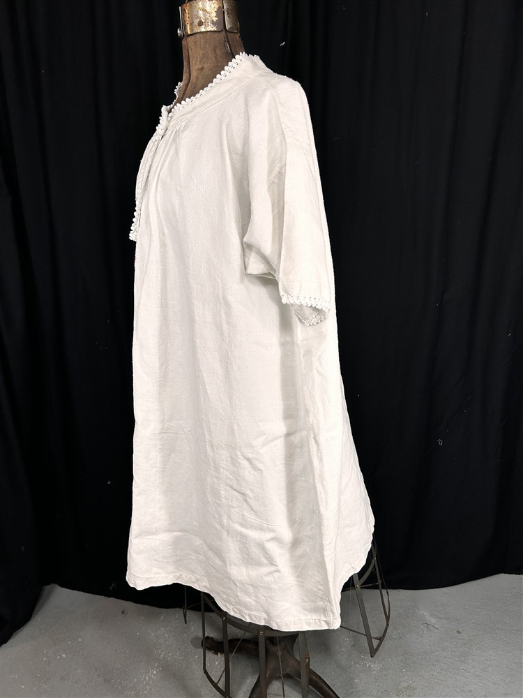 antique chemise shift white linen bust 54 drop shoulder 18th c replica