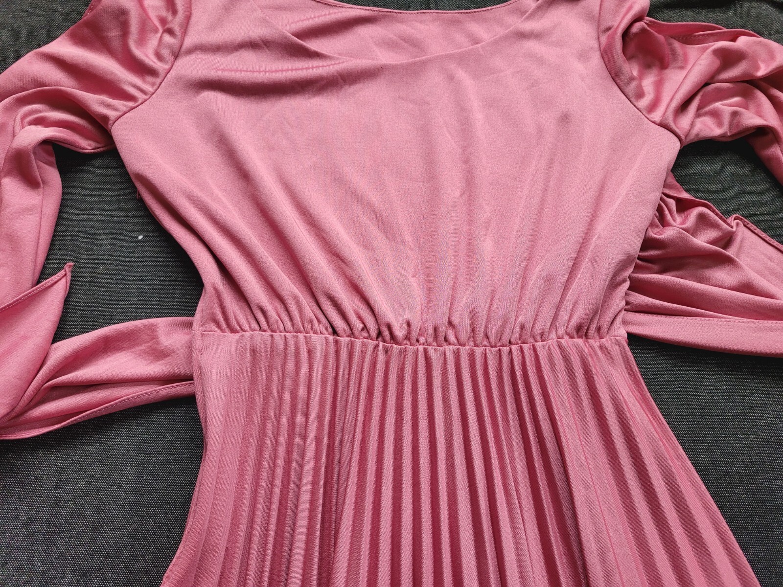 Vintage 70&rsquo;s Greek Goddess Dress Rose Pink Evening Gown Retro Size S/M